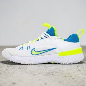 Nike Huarache 9 Elite Turf TF LAX SE Lacrosse Shoes Cleats White Blue FV6148 100